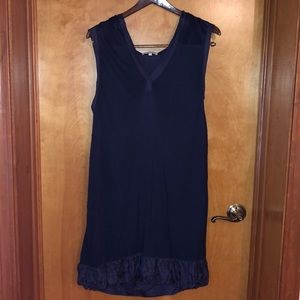 Mystree Silk Trim Hooded Dress w. Pockets